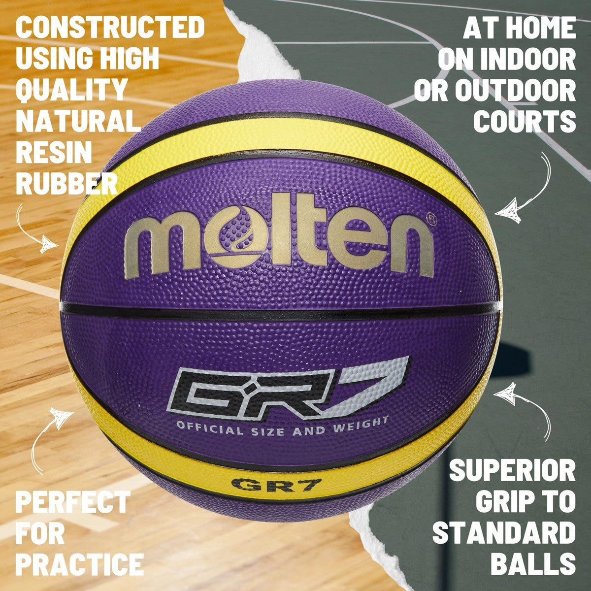 Molten BGR Rubber Basketball - Purple / Yellow