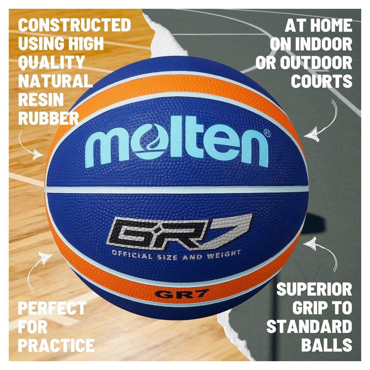 Molten BGR Rubber Basketball - Blue / Orange