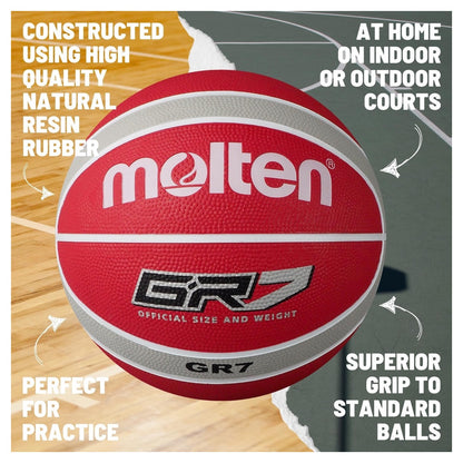 Molten BGR Rubber Basketball White/Red/Silver