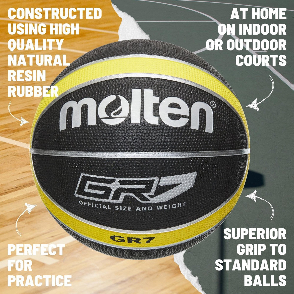 Molten BGR Rubber Basketball - Black / Yellow