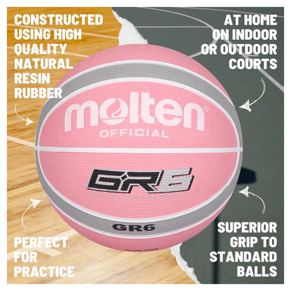 Molten BGR Rubber Basketball - Size 6 - Pink