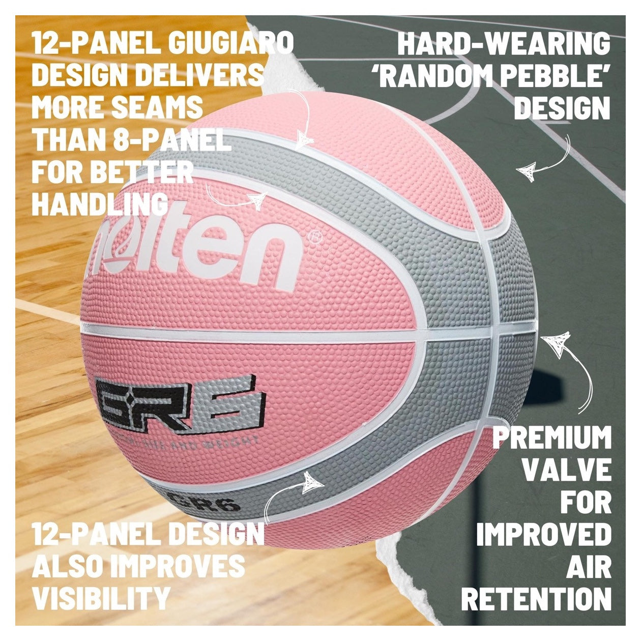Molten BGR Rubber Basketball - Size 6 - Pink
