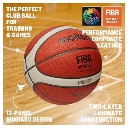 Molten BG3800 Basketball - 12 Panel Composite Leather (Indoor) 