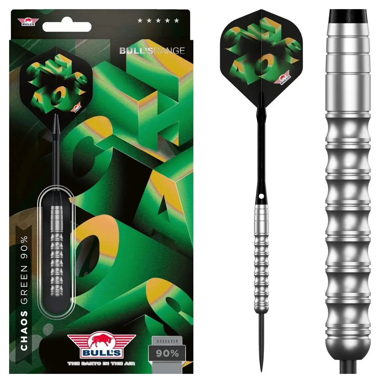 Bulls NL Chaos Green 90% Tungsten Steel Tip Darts