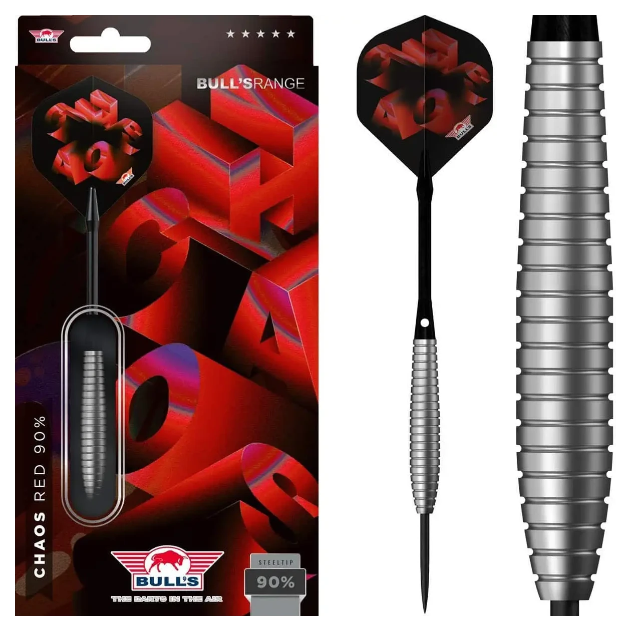 Bulls NL Chaos Red 90% Tungsten Steel Tip Darts 