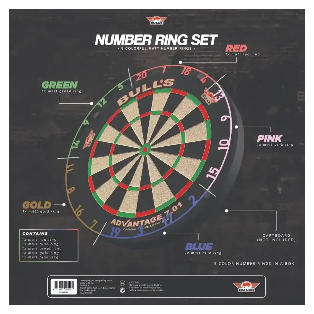 Bulls NL Colorful Dartboard Matt Number Ring Set 5 Pcs