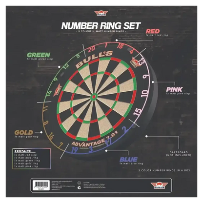 Bulls NL Colorful Dartboard Matt Number Ring Set 5 Pcs