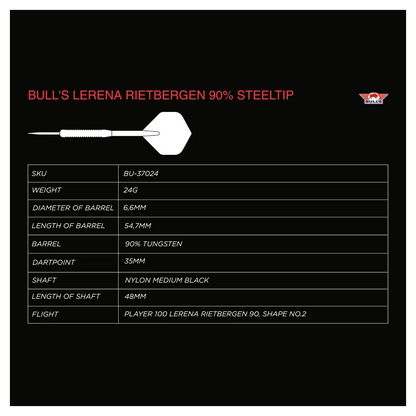 Bulls NL Lerena Rietbergen 90% Tungsten Steel Tip Darts