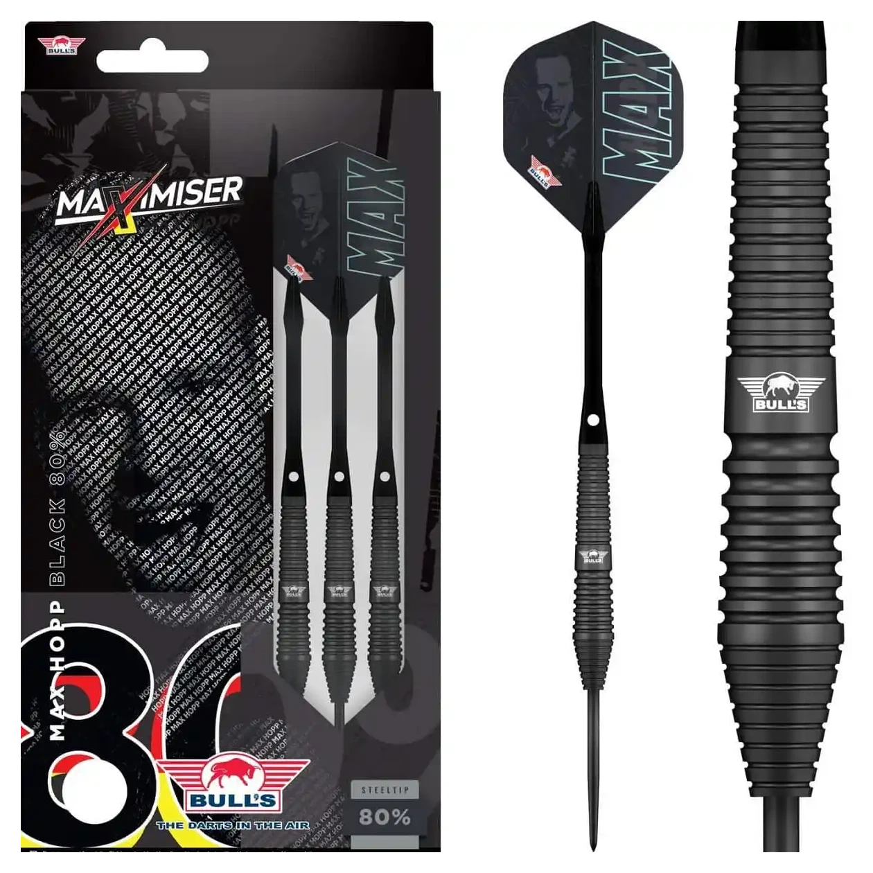 Bulls NL Max Hopp 80% Black Tungsten Steel Tip Darts 