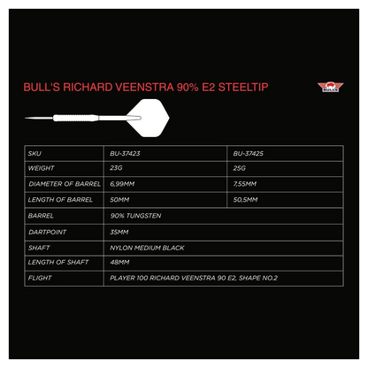 Bulls NL Richard Veenstra E2 90% Tungsten Steel Tip Darts