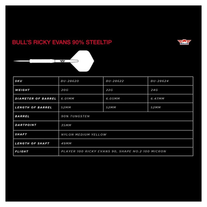 Bulls NL Ricky Evans Edition 1 90% Tungsten Steel Tip Darts