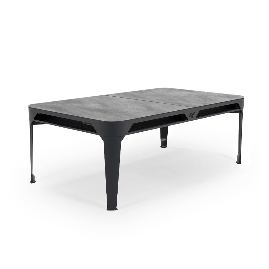 Cornilleau HYPHEN Outdoor Pool Table - Black Frame / Dark Grey Cloth with the optional grey mineral table top cover