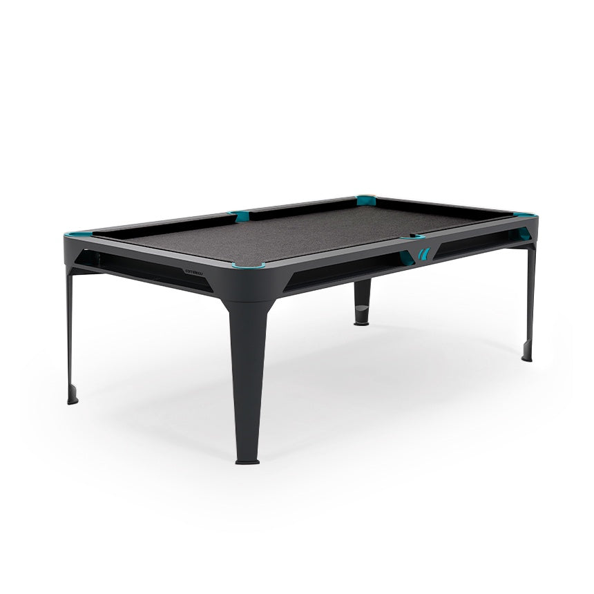 Cornilleau HYPHEN Outdoor Pool Table - Black Frame / Dark Grey Cloth with blue pockets