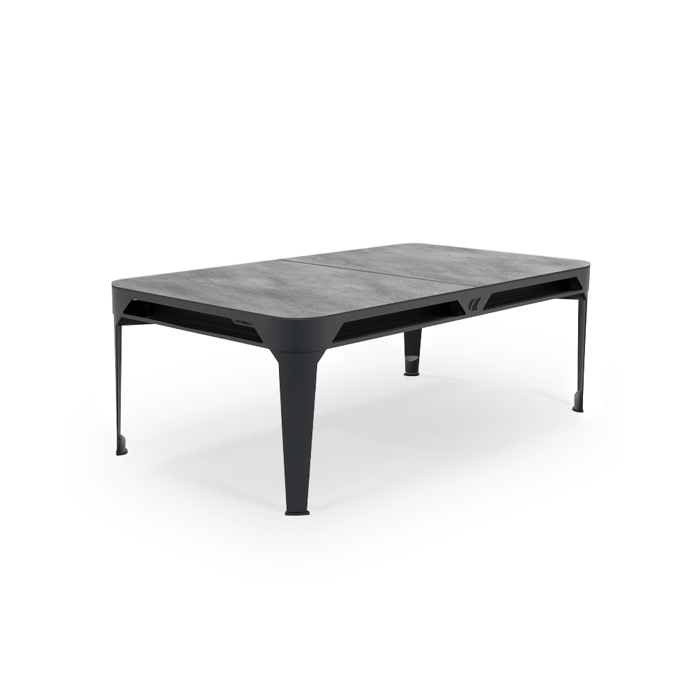 Cornilleau HYPHEN Outdoor Pool Table - Black Frame / Light Grey Cloth pictured with the optional grey table top