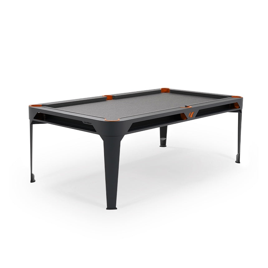 Cornilleau HYPHEN Outdoor Pool Table - Black Frame / Light Grey Cloth with red pockets