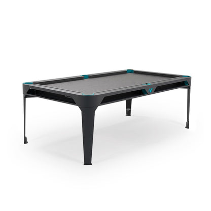 Cornilleau HYPHEN Outdoor Pool Table - Black Frame / Light Grey Cloth with blue pockets 