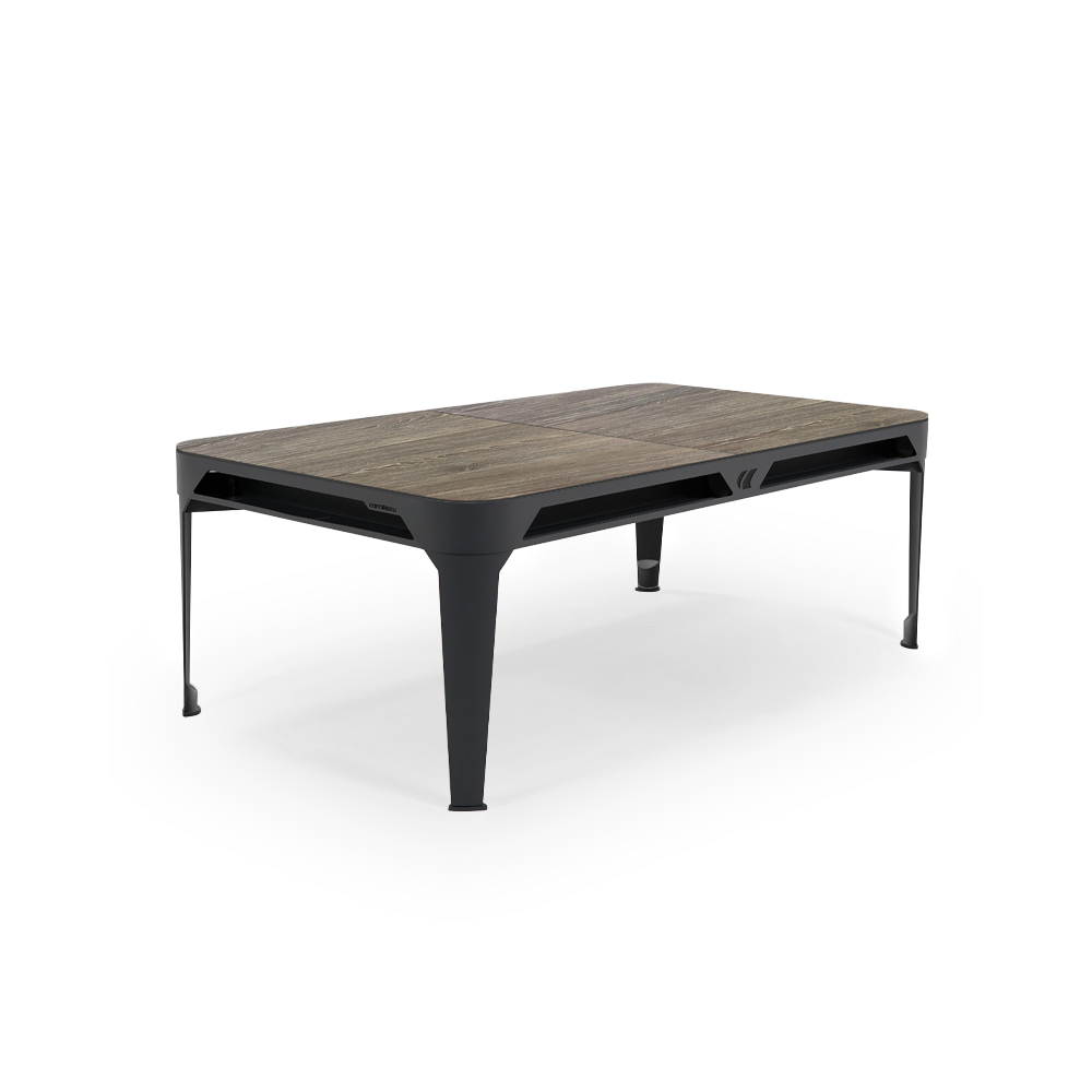 Cornilleau HYPHEN Outdoor Pool Table - Black Frame / Light Grey Cloth pictured with the optional wood table top