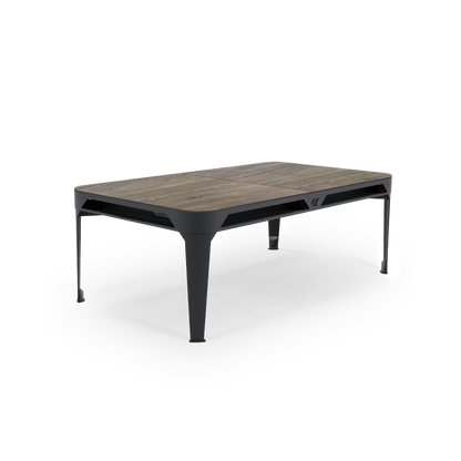 Cornilleau HYPHEN Outdoor Pool Table - Black Frame / Light Grey Cloth pictured with the optional wood table top