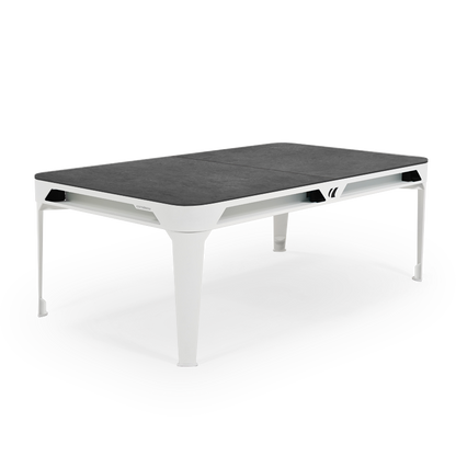 Cornilleau HYPHEN Outdoor Pool Table - White Frame / Dark Grey Cloth - Pictured with the optional grey table top