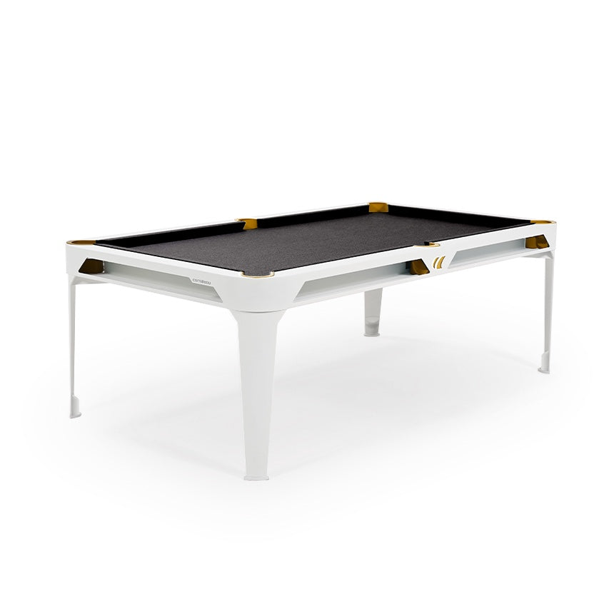 Cornilleau HYPHEN Outdoor Pool Table - White Frame / Dark Grey Cloth with yellow pockets