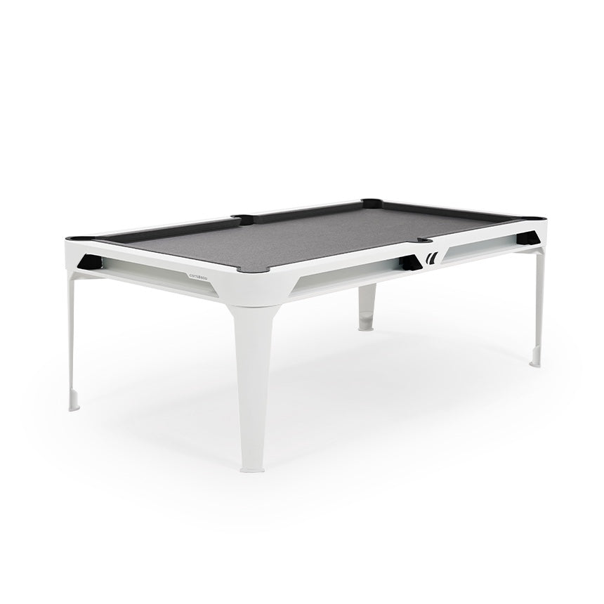 Cornilleau HYPHEN Outdoor Pool Table - White Frame / Light Grey Cloth with black pockets