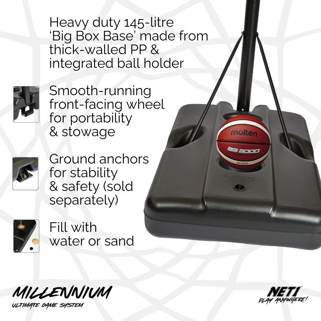 NET1 Millennium Basketball Hoop infographic