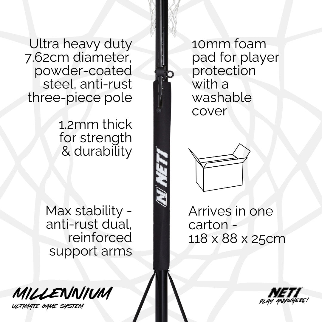 NET1 Millennium Basketball Hoop infographic