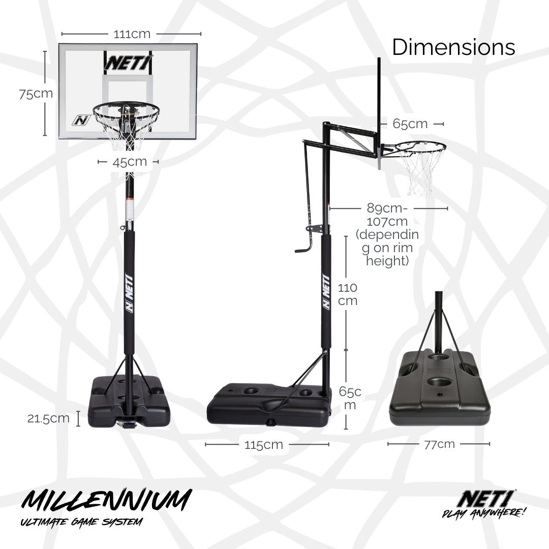 NET1 Millennium Basketball Hoop Dimensions