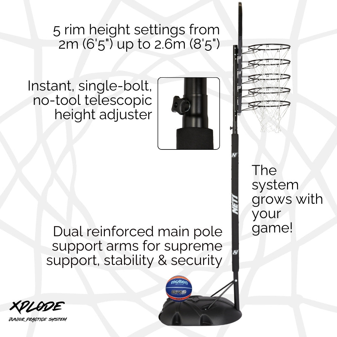 NET1 Xplode Basketball Hoop Height settings