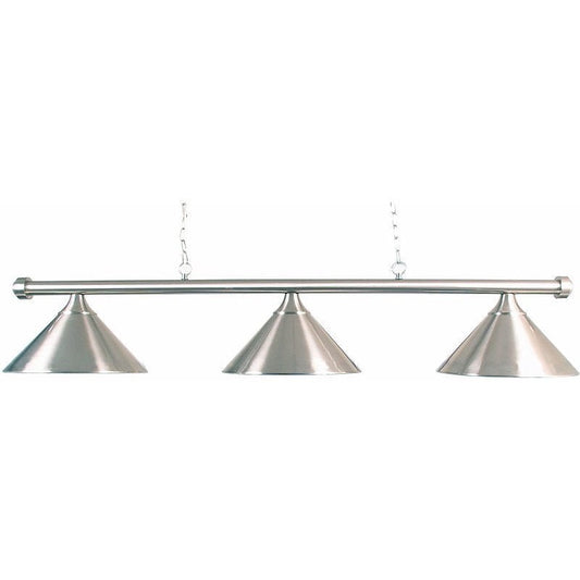 Brushed Steel Light Bar With Three Brushed Steel Shades